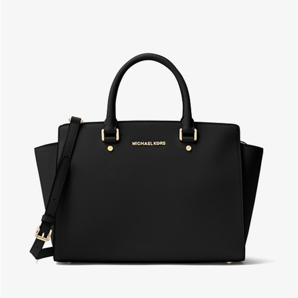 Michael Kors Saffiano Leather Satchel in Black